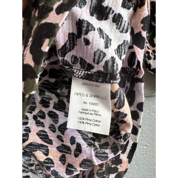 NWOT Women's Veronica Beard Waldorf Lilac Multi Leopard Print Elbow Sleeve Tee S - Picture 5 of 5